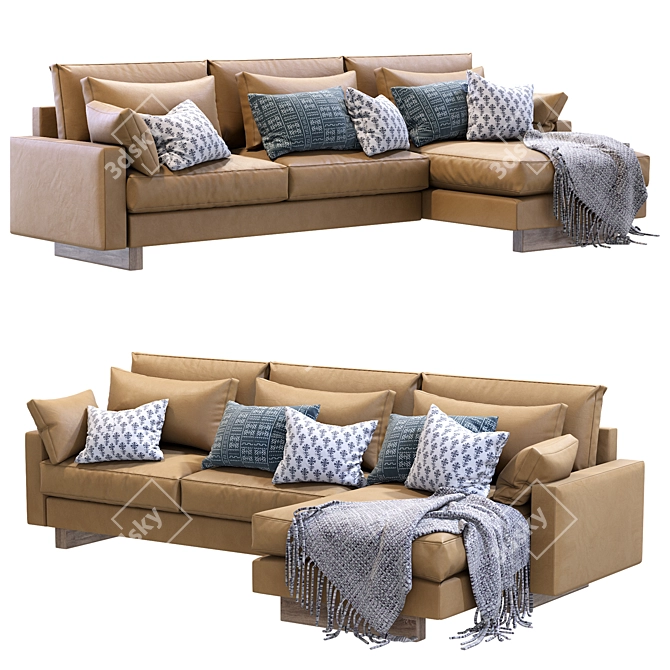 Modern Leather Harmony Sofa 3D model image 2