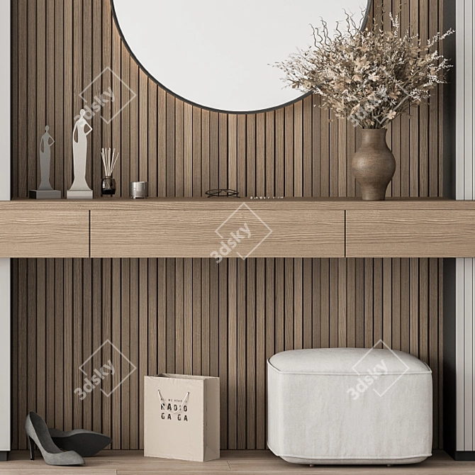 White Wood Entrance: Hallway 27 3D model image 3