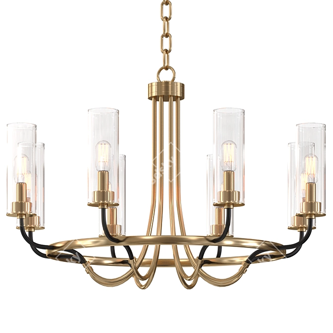 Gilded Elegance: Modern Gold Chandelier 3D model image 1