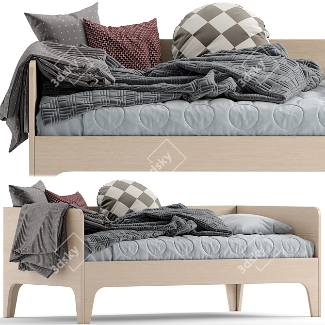 Modern Wood and Fabric Toddler Bed 3D model image 1