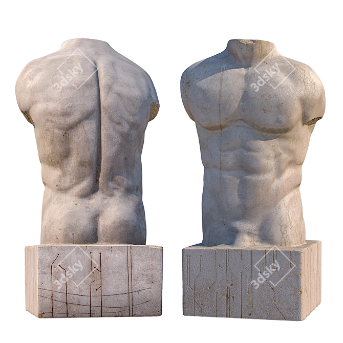 Sculpted Male Torso: 15" Tall, 3D Model 3D model image 1