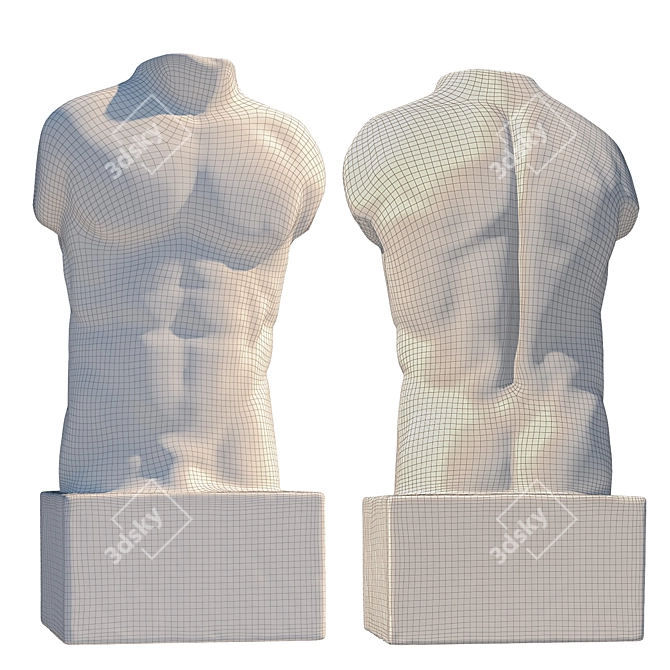 Sculpted Male Torso: 15" Tall, 3D Model 3D model image 5