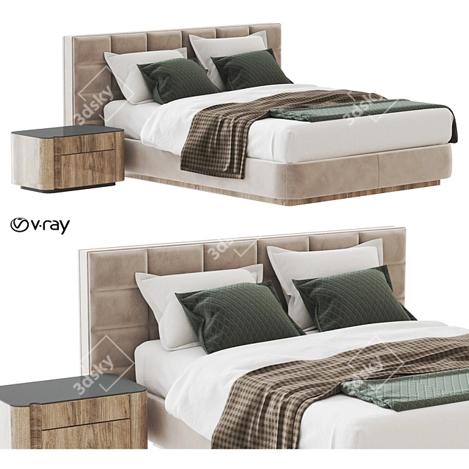 Luxury Lawrence Bed: Stylish & Sleek 3D model image 1