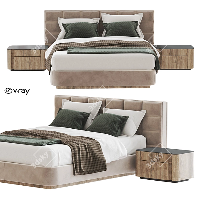 Luxury Lawrence Bed: Stylish & Sleek 3D model image 2
