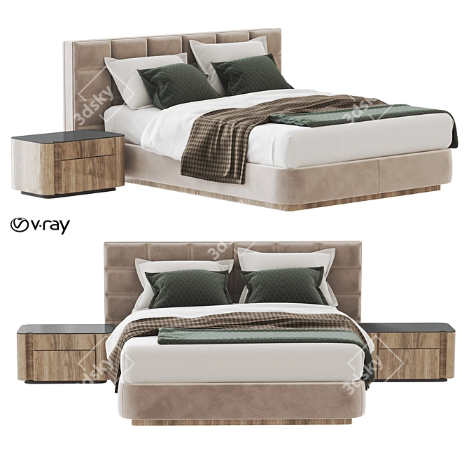 Luxury Lawrence Bed: Stylish & Sleek 3D model image 3