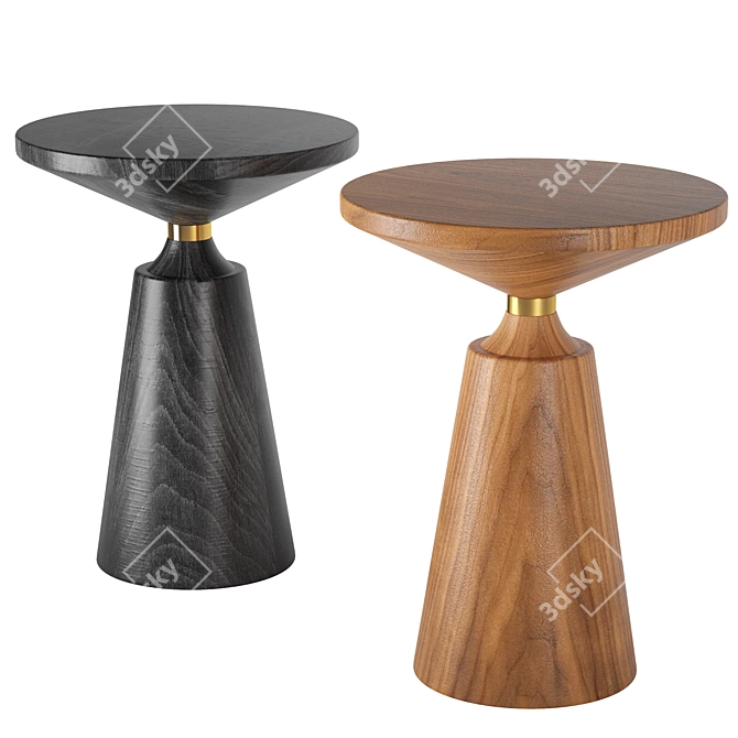 Contemporary Walnut Side Table with Machined Metal Collar 3D model image 1