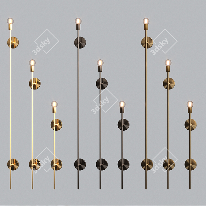 Sleek Linear Pendant Lights 3D model image 2