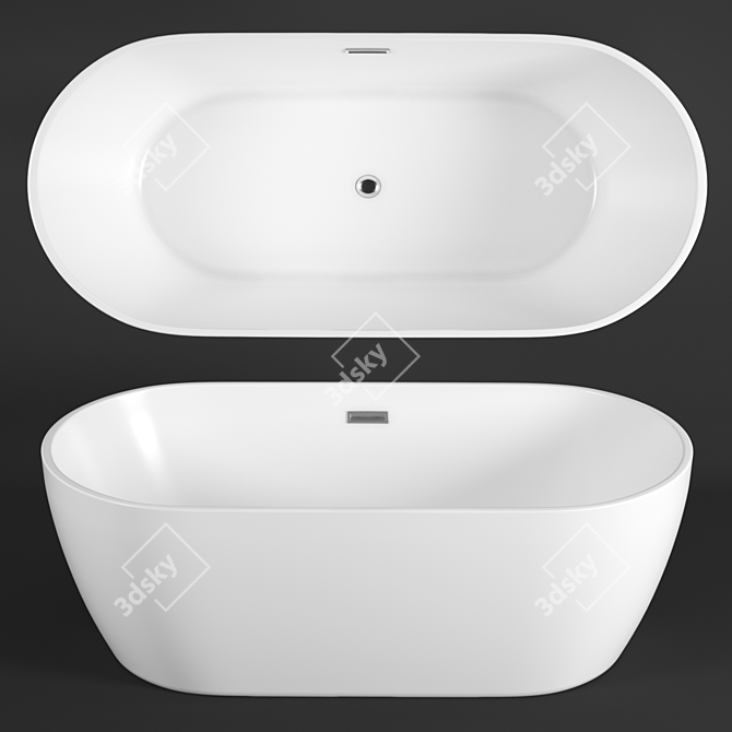 Modern Oval Acrylic Bathtub 3D model image 1