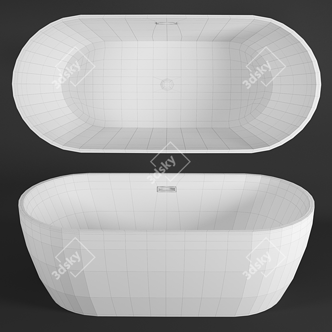 Modern Oval Acrylic Bathtub 3D model image 3