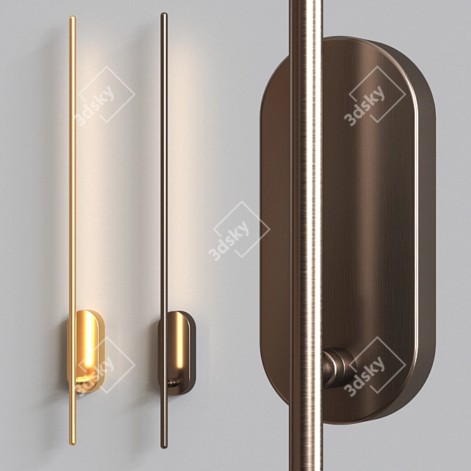 Nordic Gold LED Wall Lamp 3D model image 1