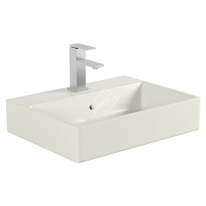 Sleek White Rectangular Vessel Sink 3D model image 2