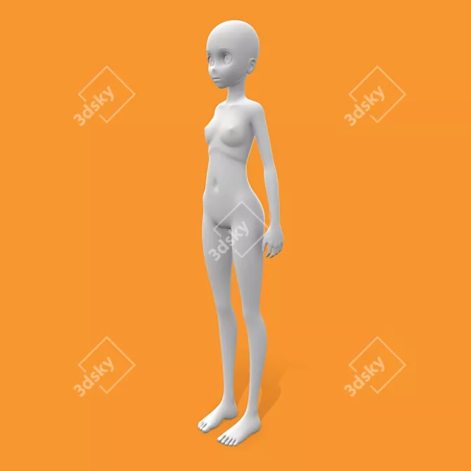 Anime Female Base Mesh: Perfect for 3D Anime Characters 3D model image 1