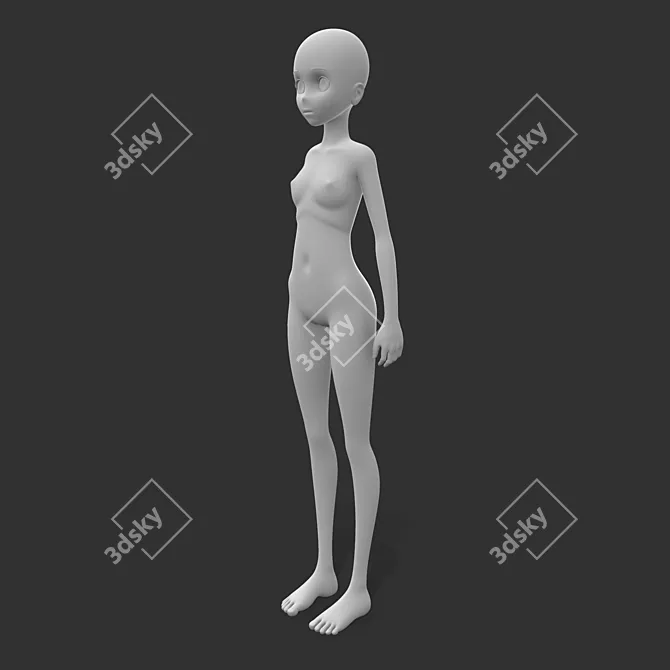 Anime Female Base Mesh: Perfect for 3D Anime Characters 3D model image 2