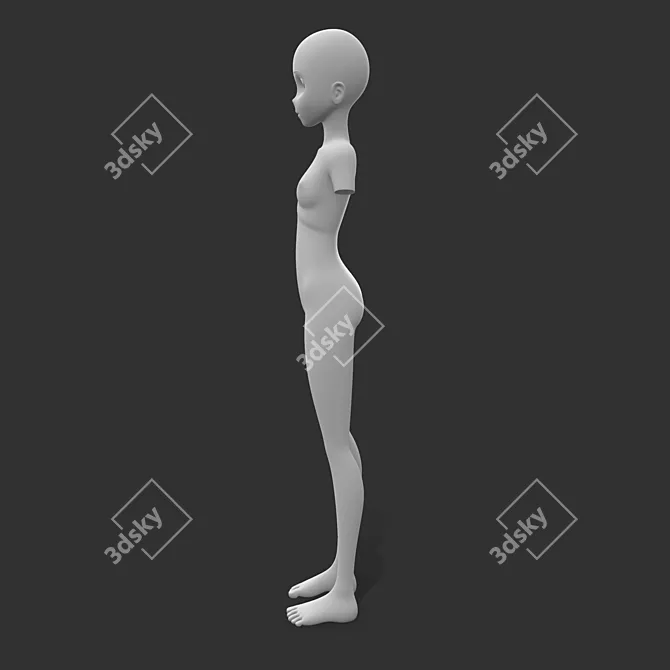 Anime Female Base Mesh: Perfect for 3D Anime Characters 3D model image 4