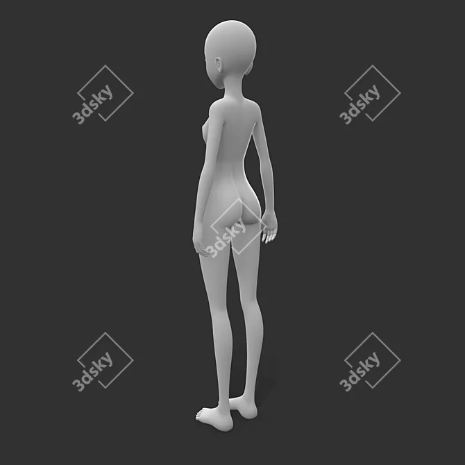 Anime Female Base Mesh: Perfect for 3D Anime Characters 3D model image 6