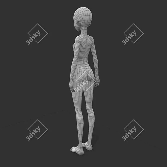 Anime Female Base Mesh: Perfect for 3D Anime Characters 3D model image 7