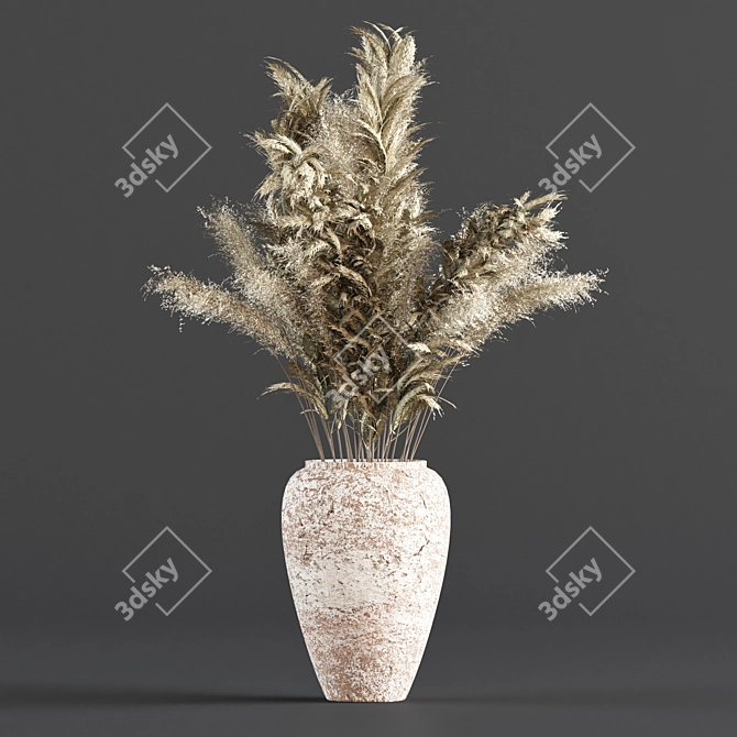 Pampas Paradise: 11 Indoor Plants in Concrete Pots 3D model image 3