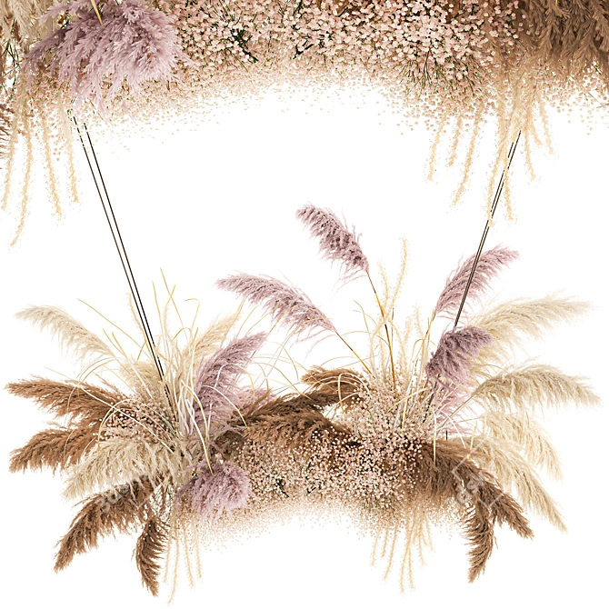 Reed Bouquet 200: Elegant Dry Flower Decor 3D model image 1