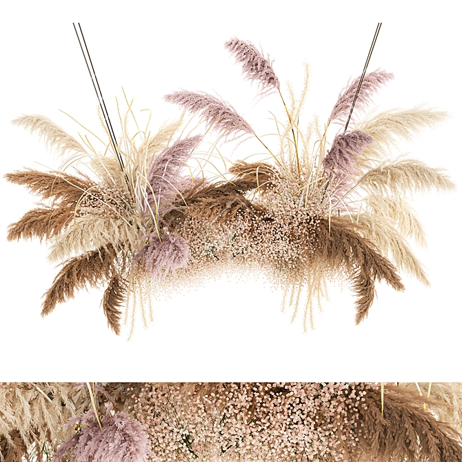 Reed Bouquet 200: Elegant Dry Flower Decor 3D model image 6