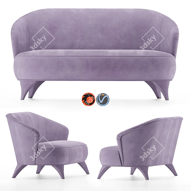 1950 Atmosfera Sofa: Italian Elegance by Vibieffe 3D model image 3