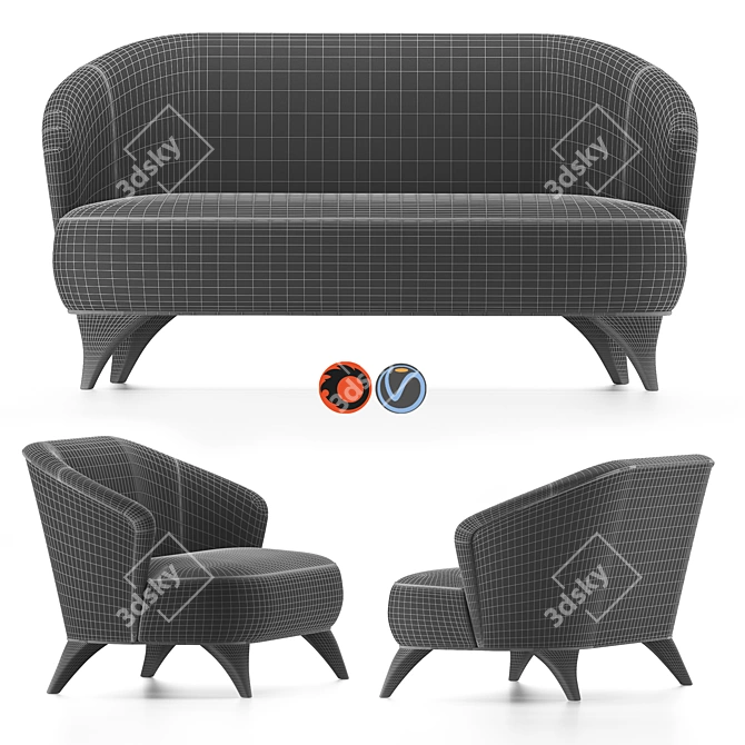 1950 Atmosfera Sofa: Italian Elegance by Vibieffe 3D model image 4