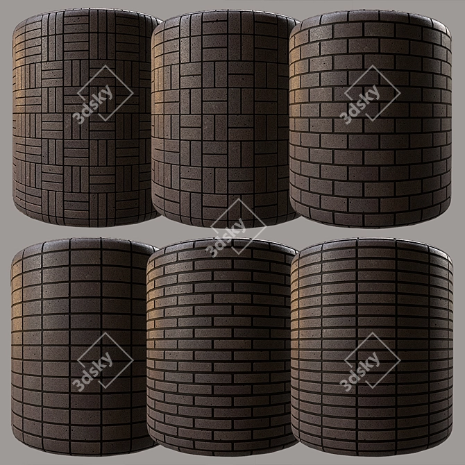 Sleek Ebony Granite Bricks 3D model image 1