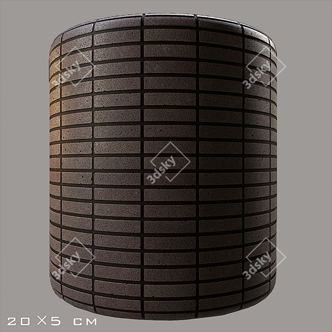 Sleek Ebony Granite Bricks 3D model image 2