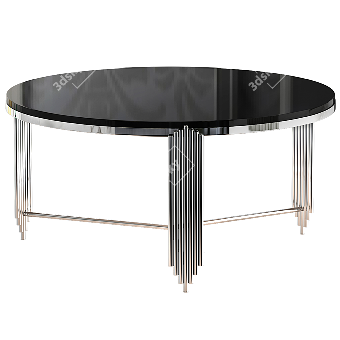 Sculpted Silver Granite & Black Marble Cocktail Table 3D model image 1