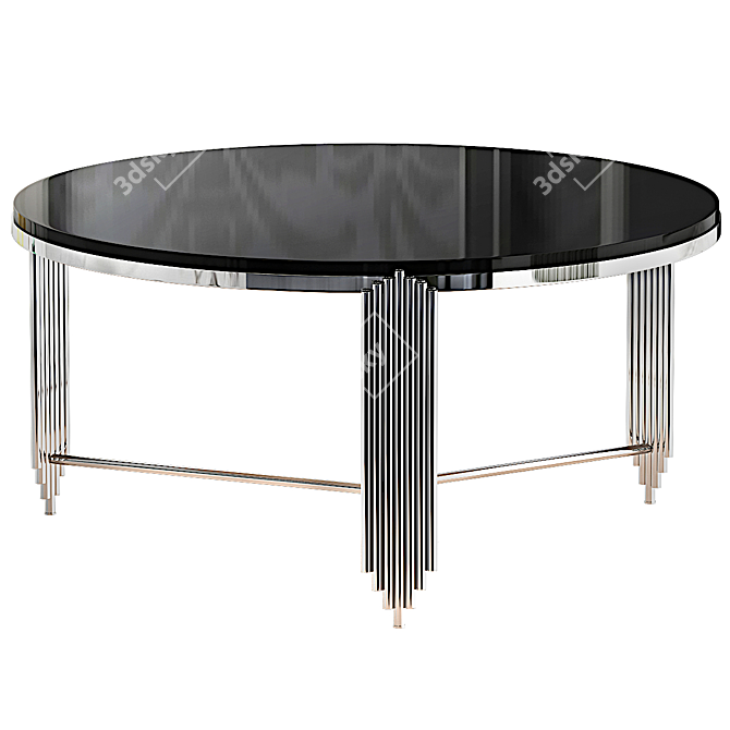 Sculpted Silver Granite & Black Marble Cocktail Table 3D model image 3