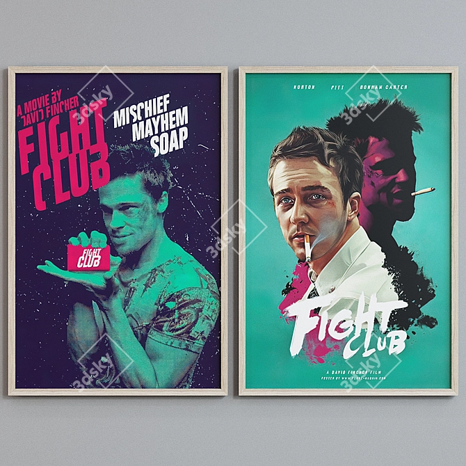 Title: Modern Frame Set with Fight Club Posters 3D model image 2