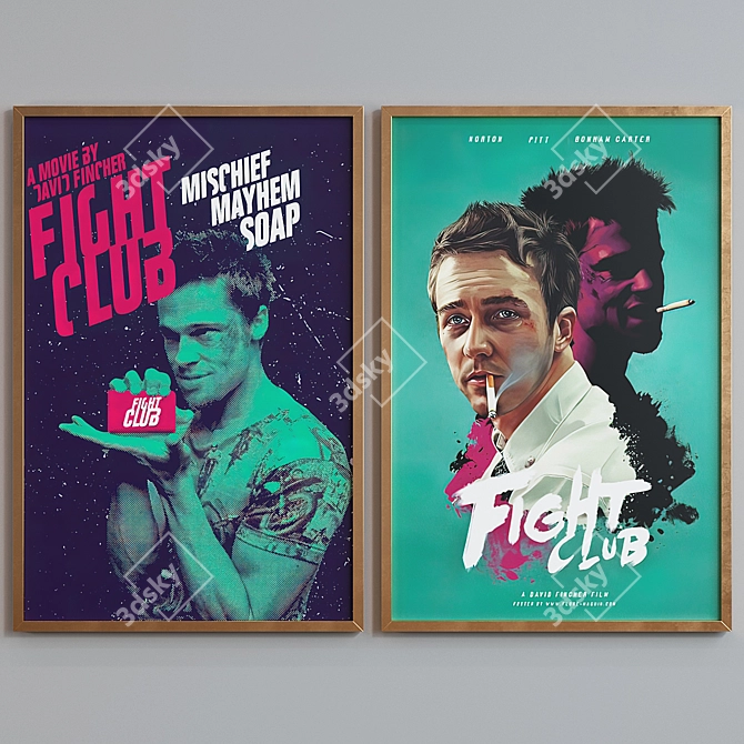 Title: Modern Frame Set with Fight Club Posters 3D model image 3