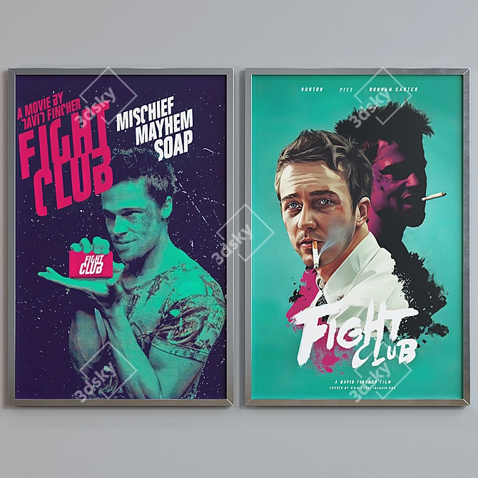 Title: Modern Frame Set with Fight Club Posters 3D model image 4