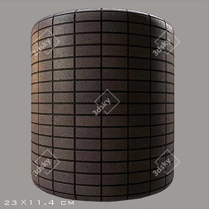 Modern Black Granite Brick Texture 3D model image 5