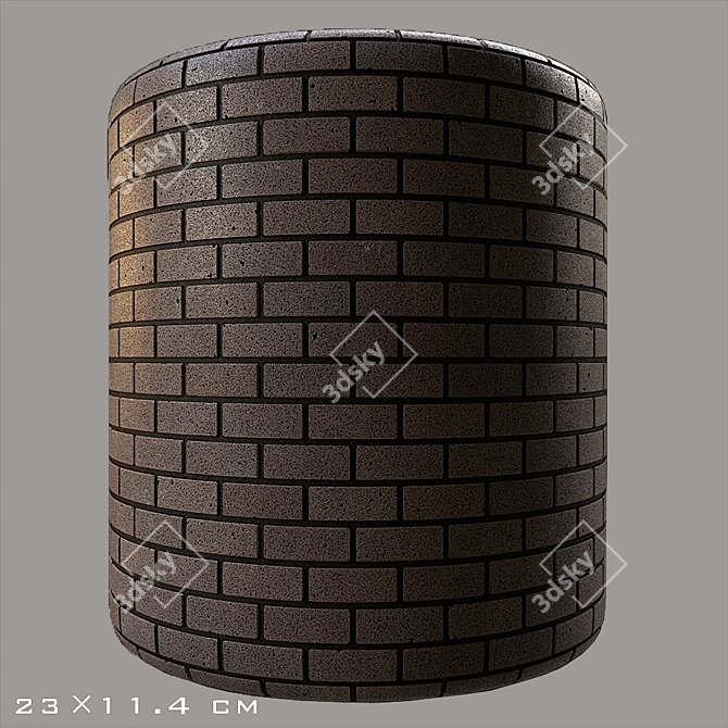 Modern Black Granite Brick Texture 3D model image 6