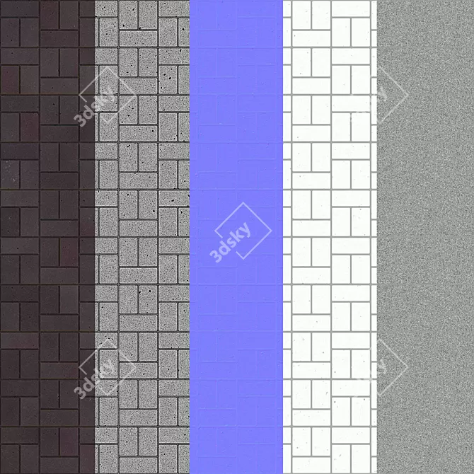 Modern Black Granite Brick Texture 3D model image 7