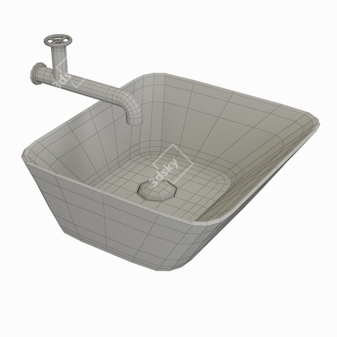 SIMAS Wave WA03 Ceramic Square Sink Bowl 3D model image 3