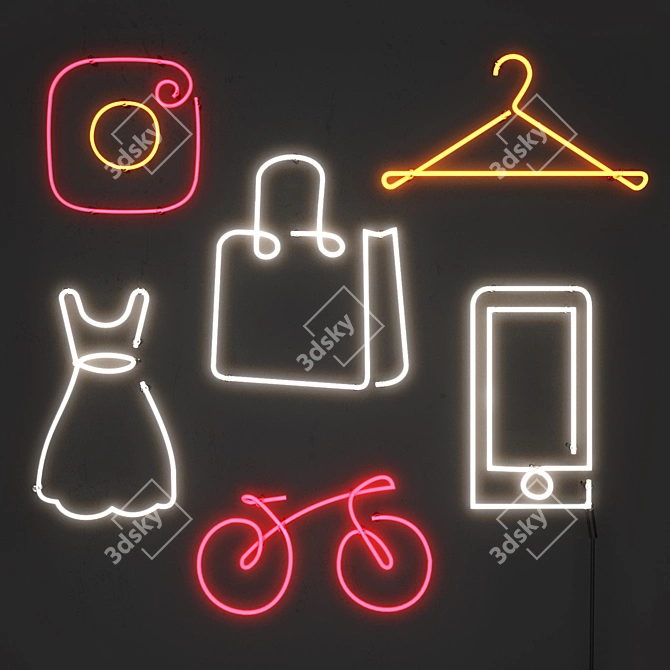 Neon Light Set: Vibrant LED Silhouettes 3D model image 1