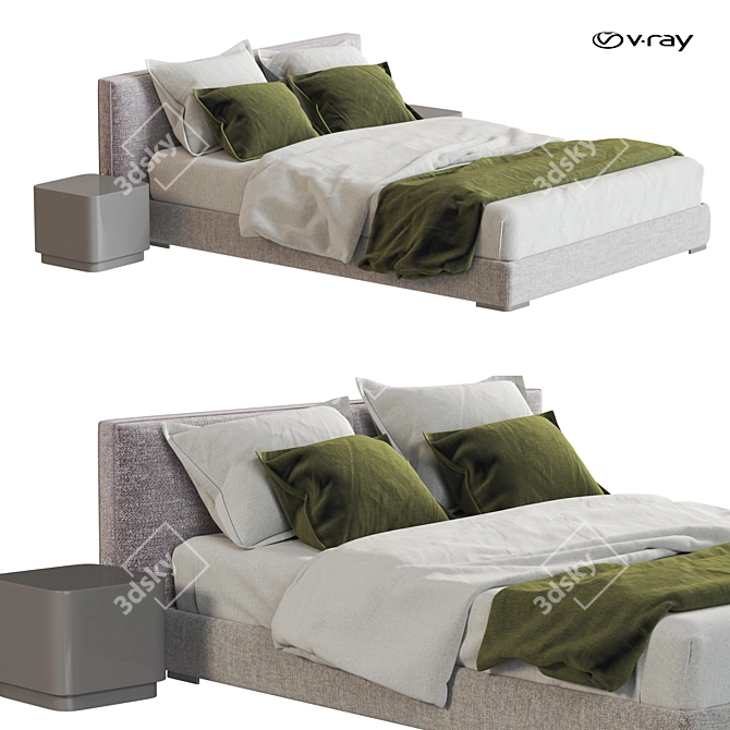  Meridiani Stone Bed: Elegant and Timeless Sleep Sanctuary 3D model image 2