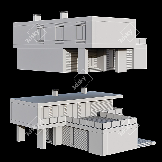 Modern Bauhaus-Style Cottage with Flat Roof 3D model image 6