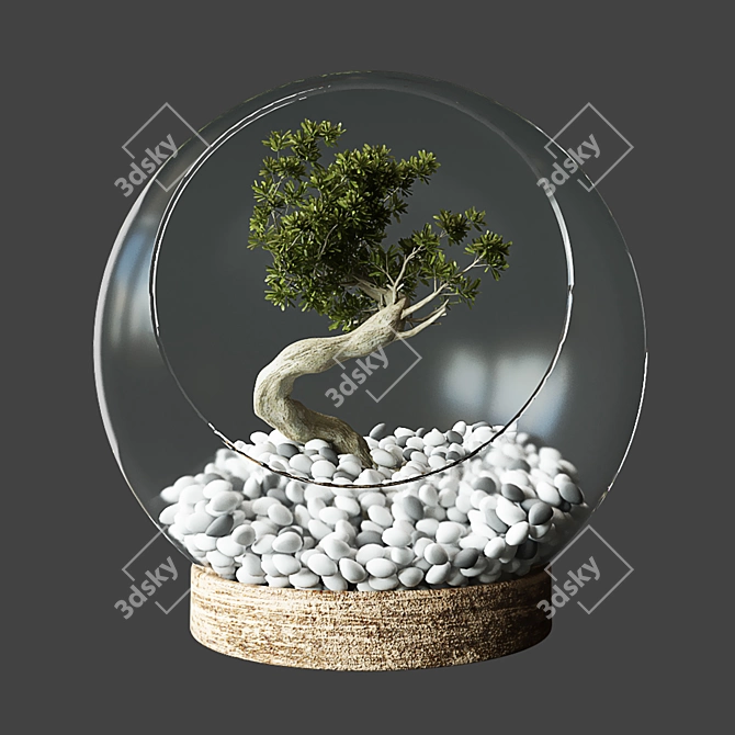 Miniature Glass Globe with Little Tree 3D model image 1