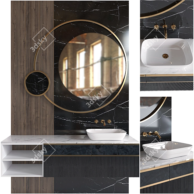 Modern Bathroom Furniture Set 3D model image 1