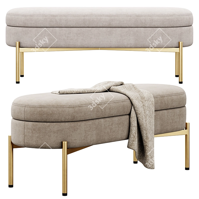 Chic Storage Bench Ottoman 3D model image 1