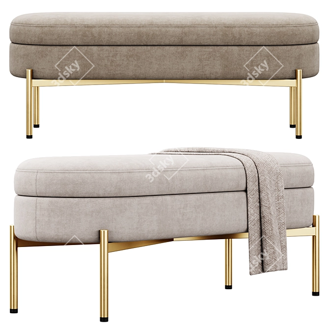 Chic Storage Bench Ottoman 3D model image 2