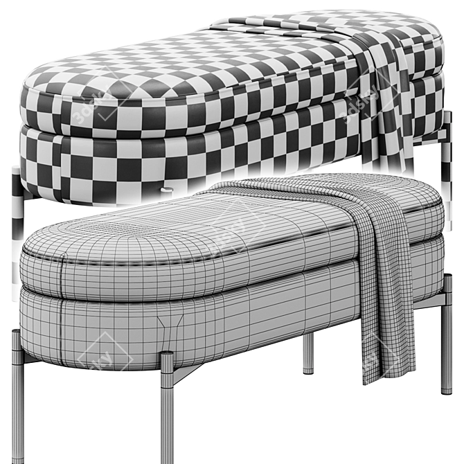 Chic Storage Bench Ottoman 3D model image 6