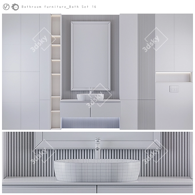 16-Piece Bathroom Furniture Set 3D model image 5