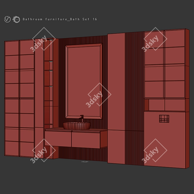 16-Piece Bathroom Furniture Set 3D model image 7