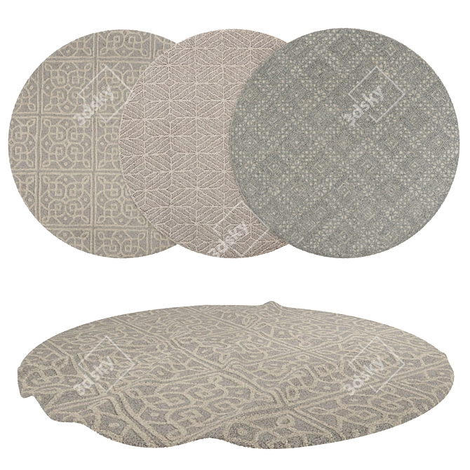 Deluxe Round Rugs Set - 6-Piece Collection 3D model image 1
