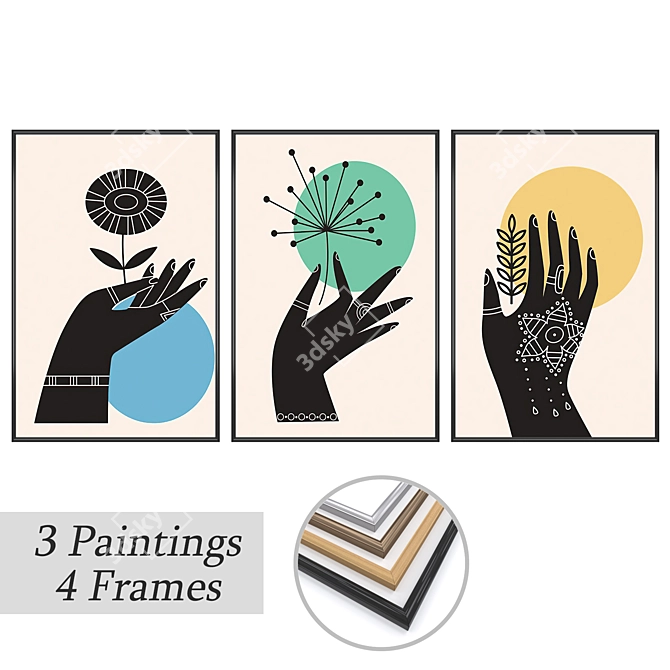 Art Set: Paintings & Frames 3D model image 1