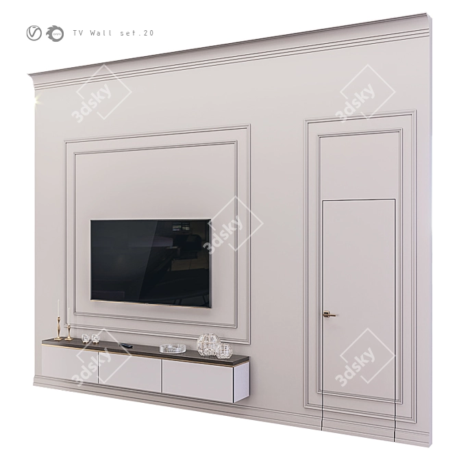 Modern TV Wall Mount Set 3D model image 1