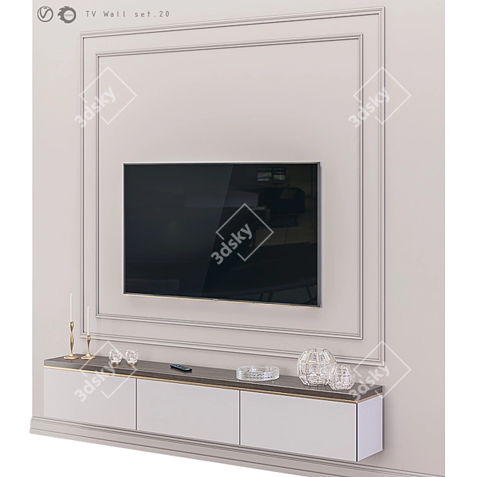 Modern TV Wall Mount Set 3D model image 2